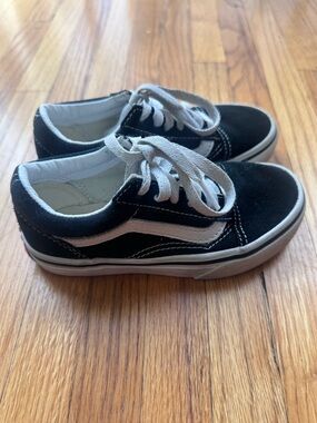 Vans Kids Black and White Canvas Lace-Up Sneakers